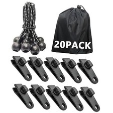 Tarp Clips Heavy Duty Lock Grip Pack Tarp Clamps Bungee Cord Clip, Fit for 20