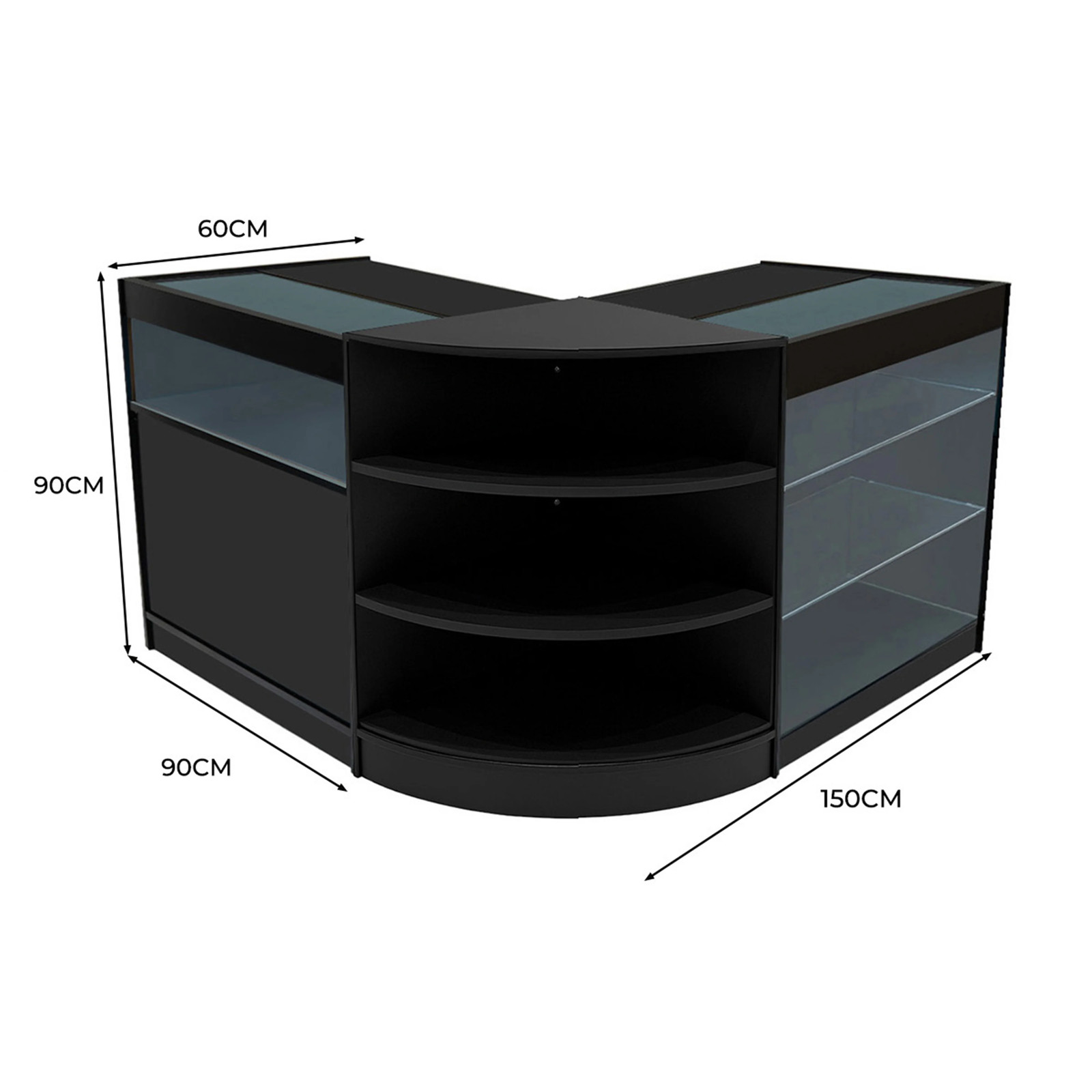Foto 3 van Zwart Winkel Toonbank Set Demeter LED K900 B900 LM60 Afsluitbaar Vitrinekast