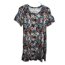 Loft Dress Women's Petite XS Floral Shift Short Sleeve Printed Causal Boho