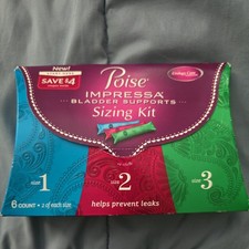 1 Pk Poise Impressa Bladder Supports Sizing Kit 6 ct Sizes 1,2,3 Open Pkg