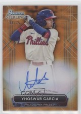 2022 Bowman Sterling Prospect Orange Refractor 36/75 Yhoswar Garcia Auto 2g6