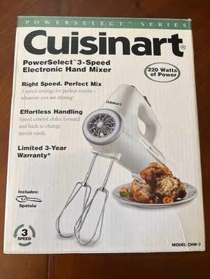 Cuisinart Power Select 3-Speed Electronic Hand Mixer CHM-3 - Box-Beaters-Manual 