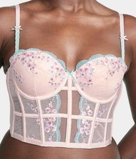 32DD Victorias Secret Dream Angel Floral Embroidered Corset Top Pink MSRP 69.95