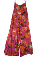 Old Navy Women's Med Pink Orange Flowy Wide Leg Jumpsuit Resort Vacation Summer