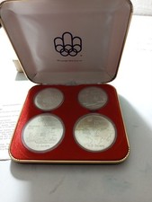 Serie 4 Pezzi Di Dollari Canadesi Olimpiadi Montreal 1976 Arg.925 Fdc 146 Grammi