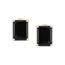 14K Yellow Gold 8 x 6mm Onyx-Set Post Earrings