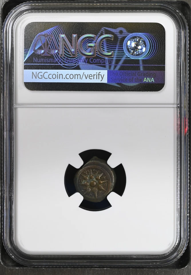 Biblical Widow’s Mite • Alexander Jannaeus Prutah • Star & Anchor • NGC VF - Image 3 of 4