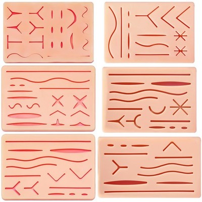Threlaco 6 Pcs Suture Practice Pads Suture Pad Kit with Wounds Hard to Rip Te...