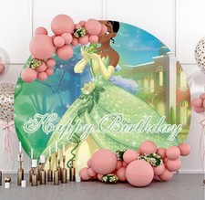 Round Princess Tiana Birthday Backdrop Baby Shower Photo Background Party