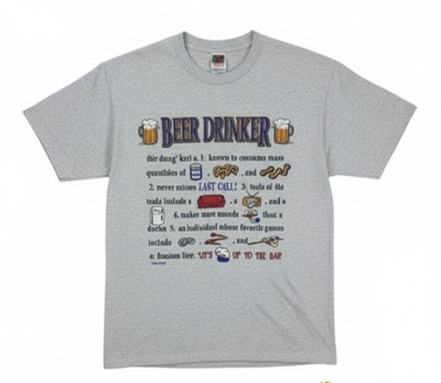 Vintage 90s Fruit of the Loom Beer Drinker Funny Graphic T-Shirt XXL