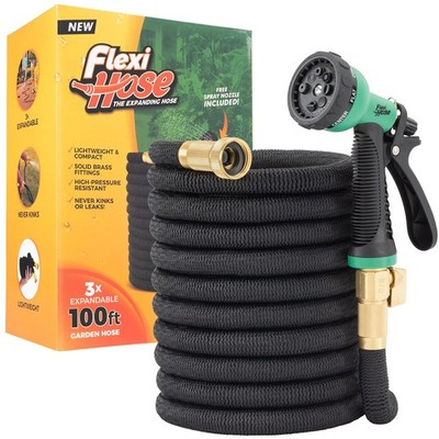 Flexi Hose Expandable Garden Hose 8 Function Nozzle 100Ft - Lightweight
