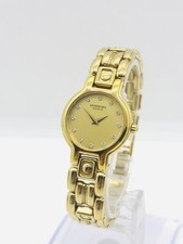 Near Mint Raymond Weil 3746 18k Gold Plated 12p Diamond Quartz Ladies Watch
