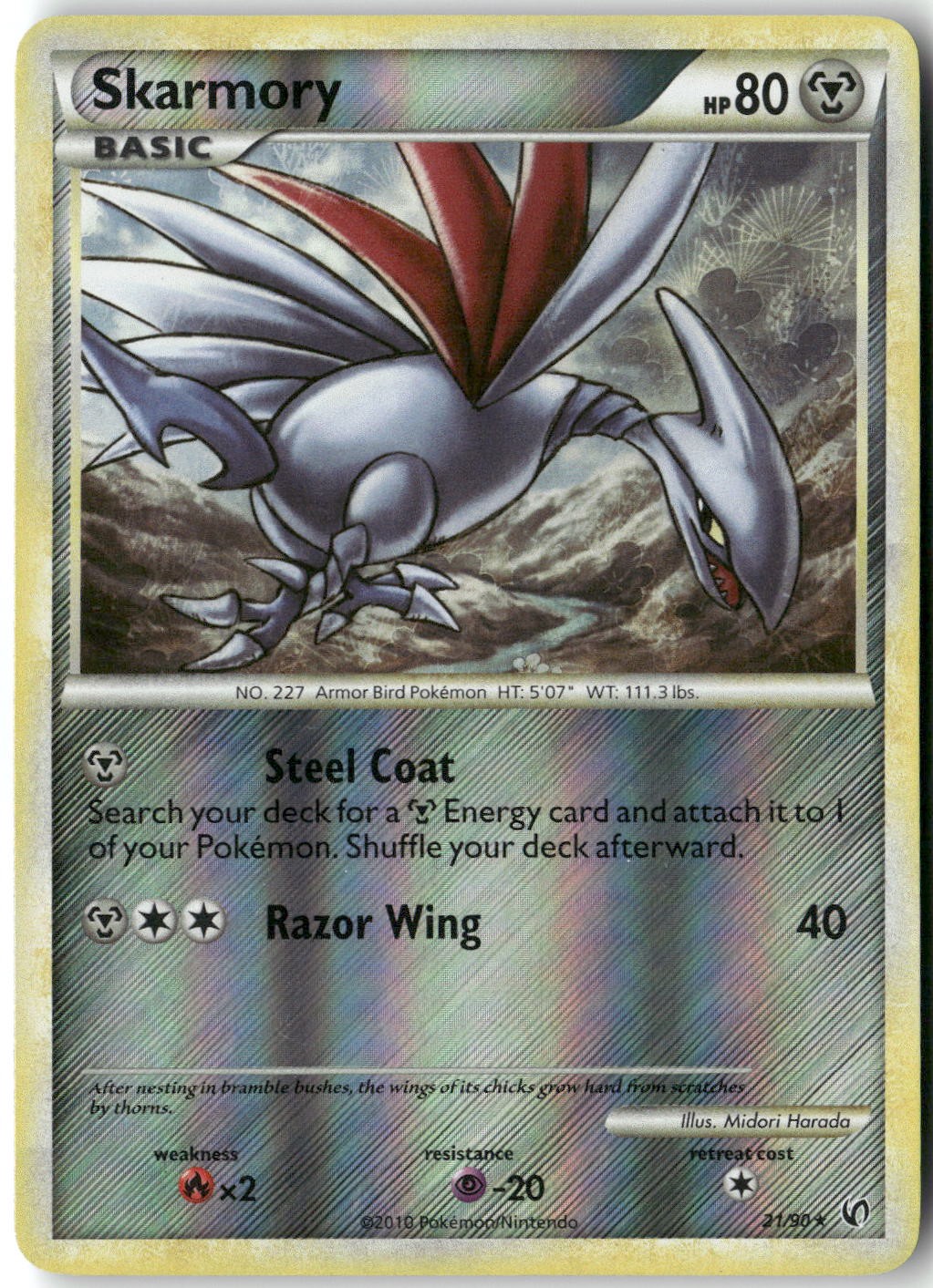 Skarmory, Pokémon Undaunted Rare, 21/90 NM