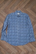 Mens Taylor & Hunt Blue White Floral Shirt Size Large Luxury Cotton