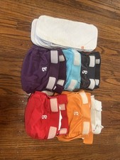 Gdiaper Set Of 6 Cloth Diaper Covers W/ Nylon Snap Insert  Washable Cloth Liner