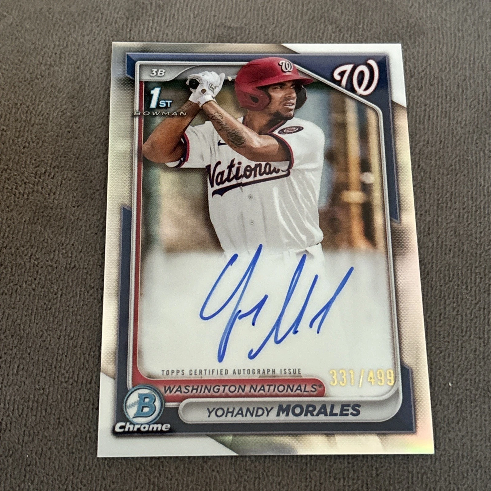 2024 Bowman Yohandy Morales Chrome Auto Refractor 1st #331/499 Washington Nats
