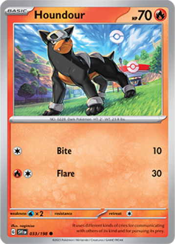 1x Houndour 033/198 REVERSE HOLO Scarlet & Violet Pokemon TCG Card