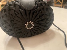 Vintage Walborg satin shoulder Evening Elegant Bag Hard Case Black Stain  Gems