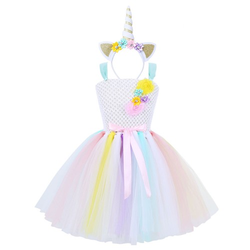 Kids Girls Tutu Dress with Headband Hair Hoop Cosplay Outfit Dresses Costume - Picture 16 of 68