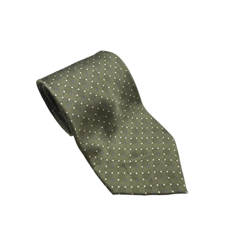 Corbata Cambridge Classics verde oliva lunares geométricos 100 % seda hecha en EE. UU. Foto 2 de 4