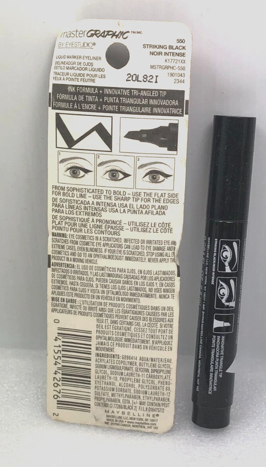 New (2) MAYBELLINE Eye Studio Master Graphic Liquid Eyeliner #550 Striking Black - Image 3 of 4