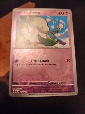 Cottonee 034/091 Sv: Paldean Fates Reverse Holo-NM
