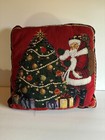 Vintage Christmas Decorative Tapestry Santa/Christmas Tree 16"X16" Throw Pillow
