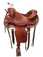 Leather Western Wade Tree Horse Saddle Size 15".