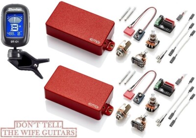 EMG 81 + 85 Red Active Humbucker Pickup Set Short Shaft Pots