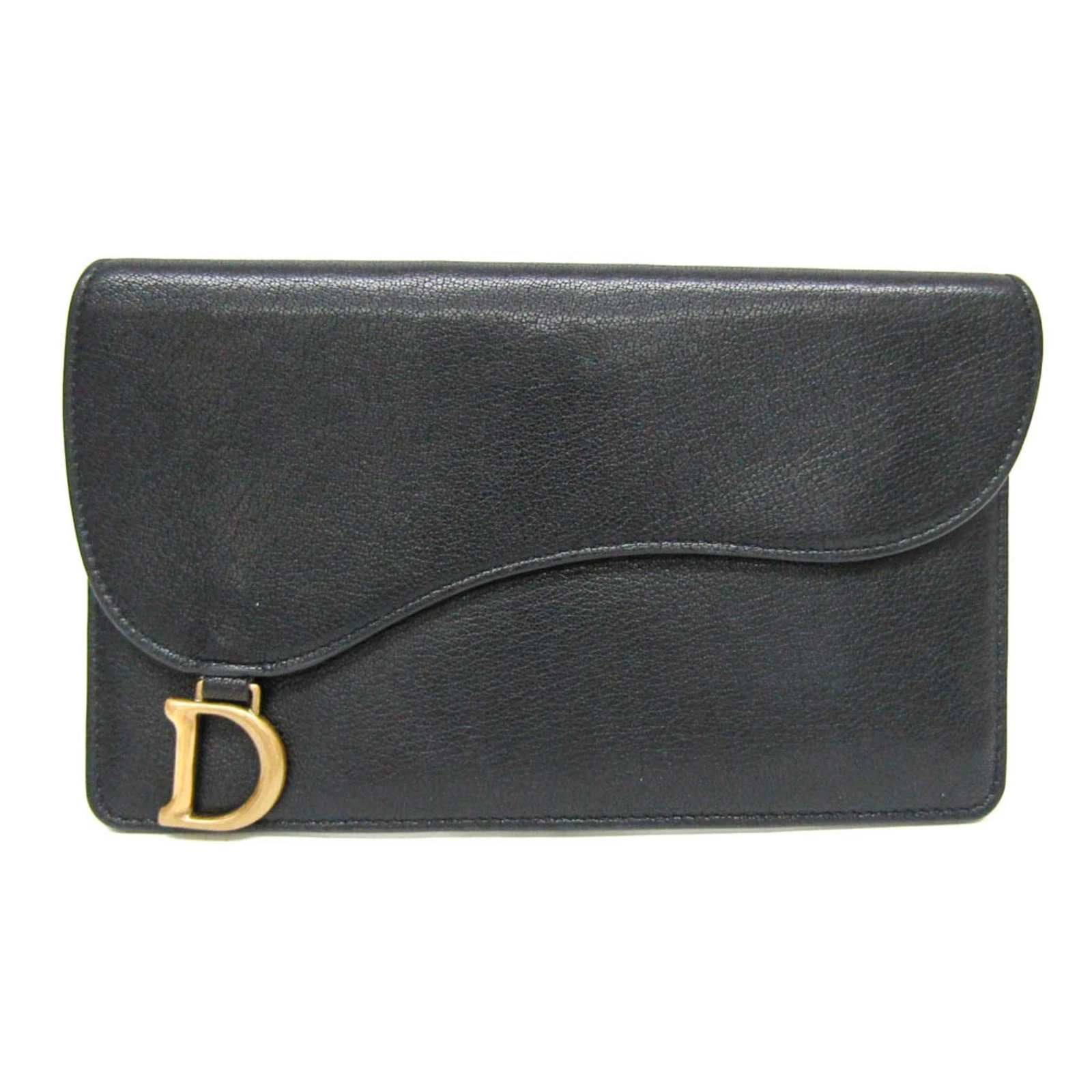 Portefeuille en cuir noir Dior Selle authentique