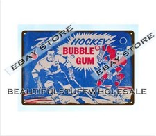 zip hockey bubble gum metal tin sign wall decor that says home