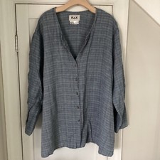 Flax Linen Lagenlook Tunic Top Blouse Jacket Button 3g