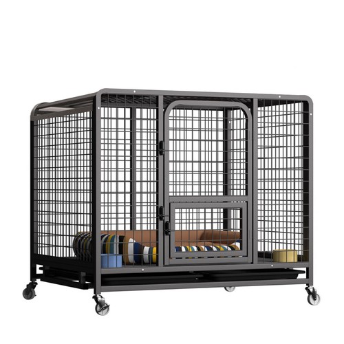Jumbo Anti-Bite Metal Dog Cage Heavy Pet Crate Playpen Kennel Wheels with Tray - Picture 13 of 16