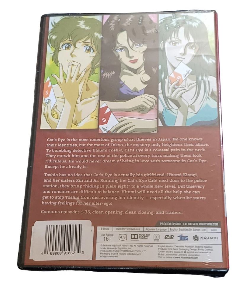 Cat's Eye Season 1 (DVD, 2014, 6-Disc Set) 1983 Anime City Hunter NEW SEALED - Image 2 of 2