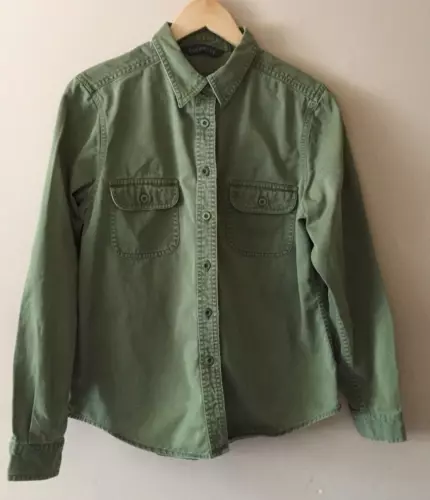 Copper Key Women’s Button Up Size L Green Long Sleeve Work Shirt