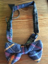 BNWT Ted Baker Occur Blue Navy Plaid Check 100% Wool Bow Tie Made in Italy