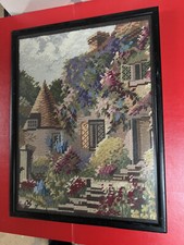 Wandteppich / Strickbild gerahmt Glas Vintage COTTAGE HOME 2 j