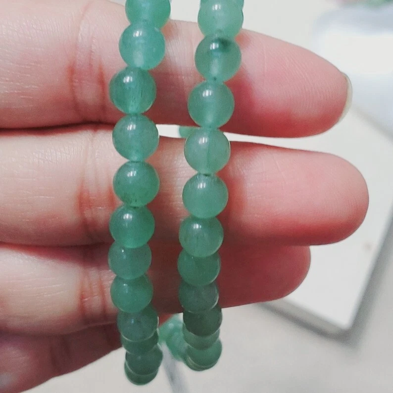 AAA + grüner Aventurin glatter runder Edelstein Perlen 8 mm Unisex Halsketten... - Bild 2 von 4