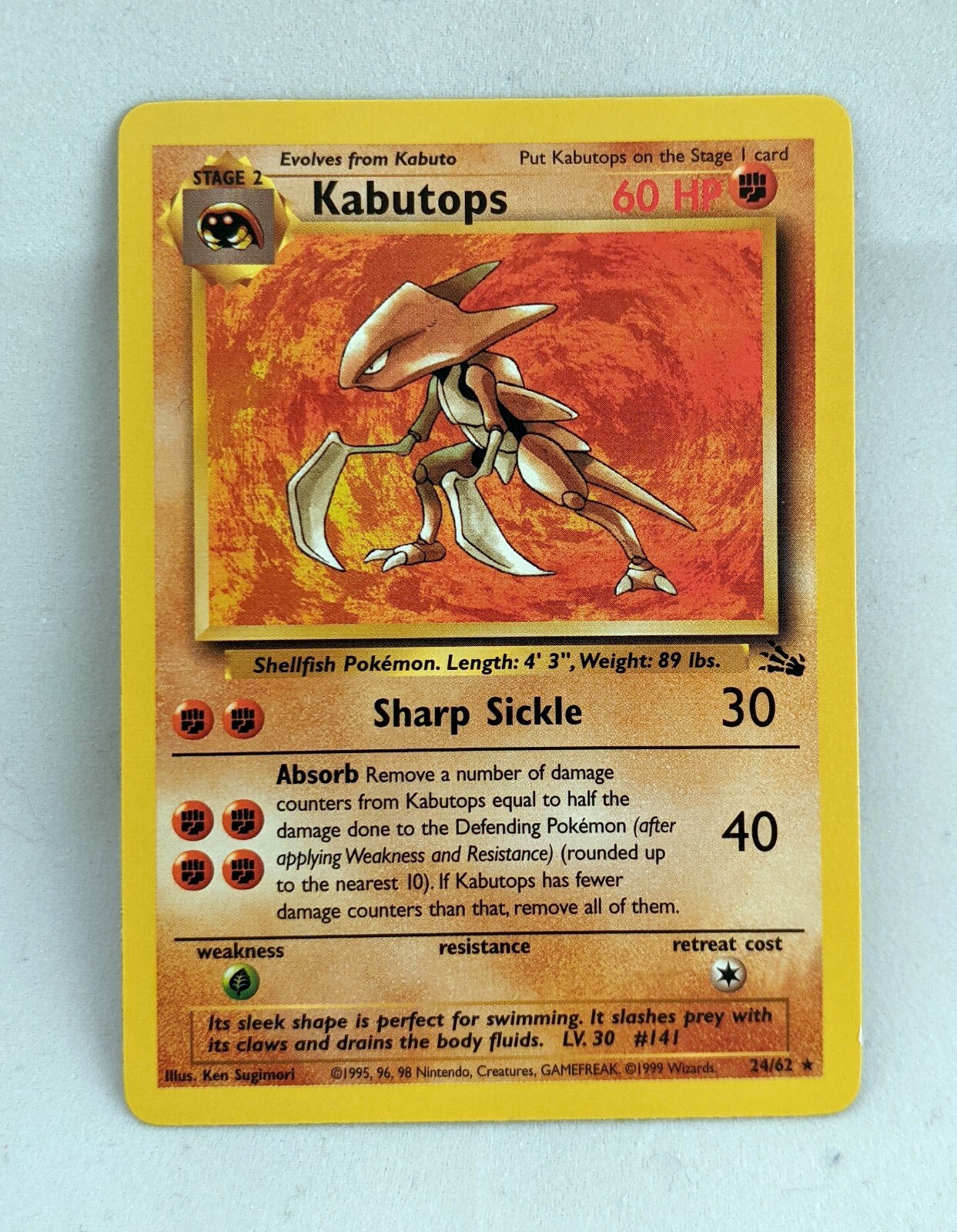 Unlimited Kabutops Fossil 24/62 NM Pokemon TCG