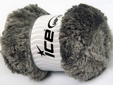 Pewter Gray Panda Fuzzy Plush Yarn 100 Gram, 87 Yards Ice 59010 Short Eyelash