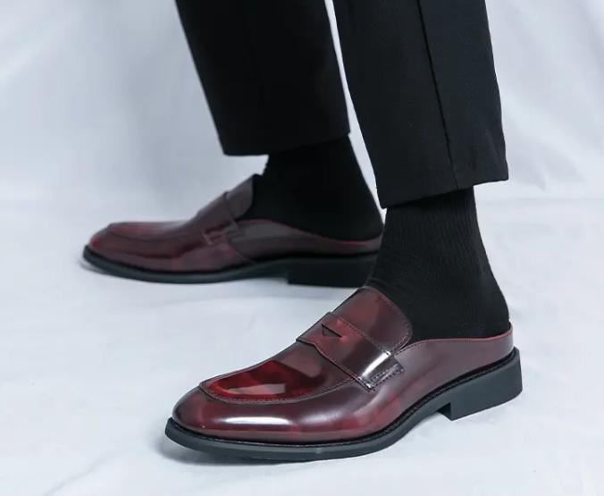 SAOLA Mules ciabatte vintage uomo a punta slip on business moda scarpe casual