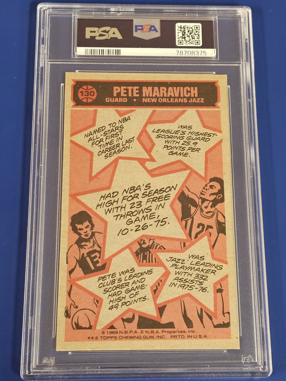 197677 Topps Pete Maravich All Star 130 PSA 7 Utah Jazz Pistol Pete