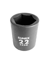 Sunex 222M 22mm 1/2" Drive 6 Point Shallow Impact Socket Metric Tools 6pt New