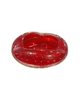 Murano Red Bullicante Controlled Bubble Small Art Glass Dish Bowl Ashtray