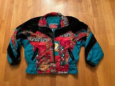 Vtg 80s 90s Womens East West multicolor windbreaker jacket Medium Bright