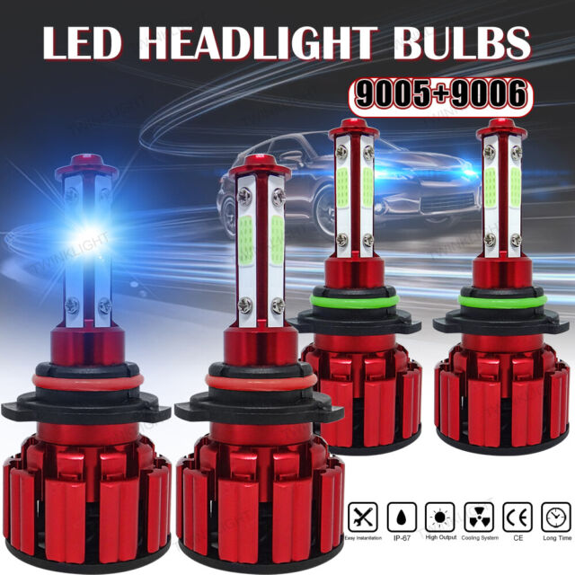 4SIDE 9005+9006 Combo LED Headlight COB 240W High/Low Beam Light Bulbs 4PCS