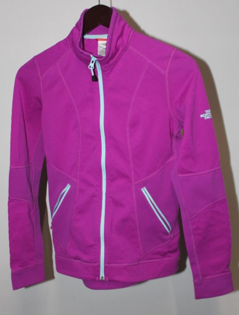The North Face Womens S Small Purple Jacket Zip Up Fleece Lined Sweatshirt Logo