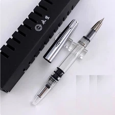 2019 Model Wing Sung 601A Vacuum Pump Transparent Clear Fountain Pen Medium Nib