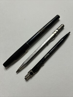 Set Of 3 Vintage Scripts Pens Pencils Advertising Ranches Feeds GE Aluminum