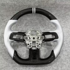 Carbon Fiber White Center Strip Steering Wheel For 2018 2019 2020 Ford Mustang Carbon Fiber White Center Strip Steering Wheel For 2018 2019 2020 Ford Mustang